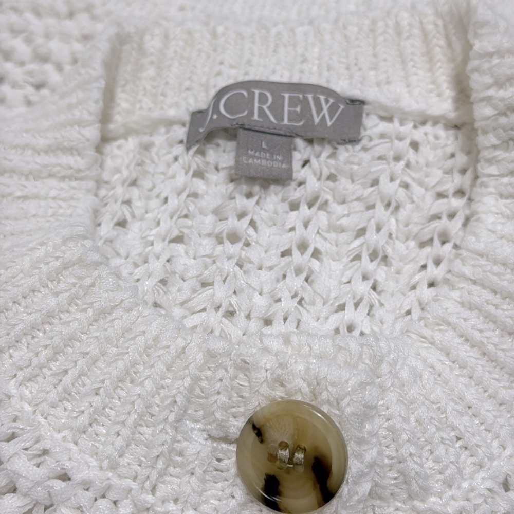 J. Crew White Cropped Cardigan Sweater NWOT SZ L - Picture 5 of 5